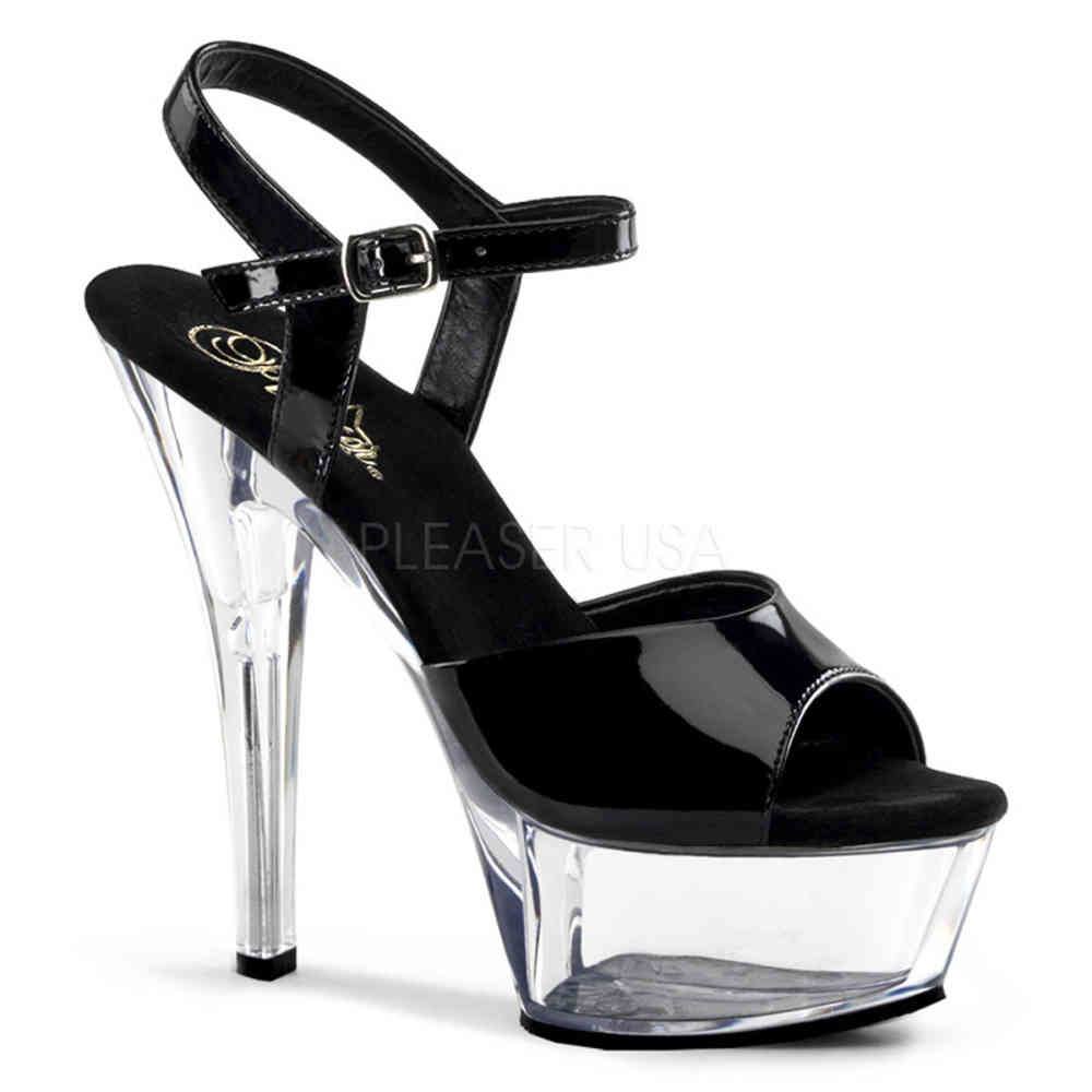 Pleaser - KISS209 Sandale à bride à la cheville - Noir/Transparent Product image